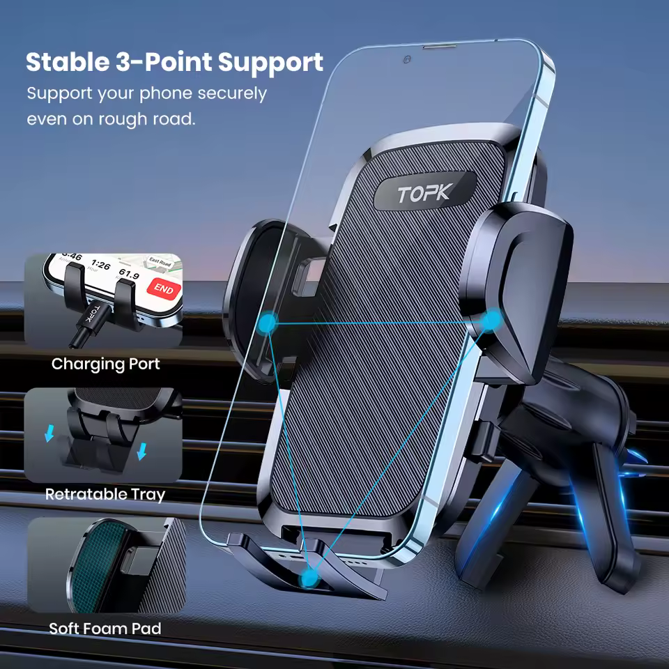 Universal Gravity Car Phone Holder – Air Vent Clip Mount for All Smartphones